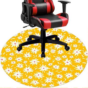 Imagem de Tapete de cadeira de escritório com flores, textura de flor, tapete de cadeira de mesa para piso de madeira de escritório em casa, protetor de piso de pilha baixa, redondo 78,7 cm