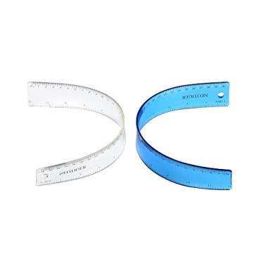 Imagem de Neotiger Régua reta flexível dobrável inquebrável segura de plástico transparente macio e transparente, 30 cm. Conjunto de 2, transparente e azul, para casa, escola, escritório, para crianças e adultos