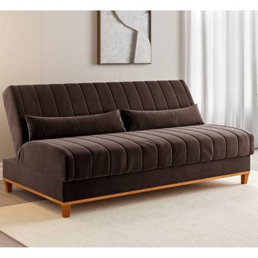 Imagem de Sofa Cama Veneza 1,80 Reclinável 3 Lugares Veludo Bombom