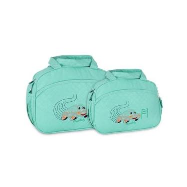 Imagem de Kit Bolsa Sacola Maternidade Viagem Bebê Bordado Mave Baby, Verde