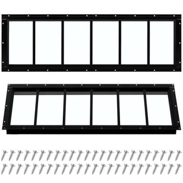 Imagem de Tandefio Pacote com 2 25 cm x 89 cm Preto Porão Porta de Garagem Montagem Embutida Janela com Janelas Domésticas de Vidro Temperado com Parafusos para Galinheiro Galinheiro Celeiro Playhouse