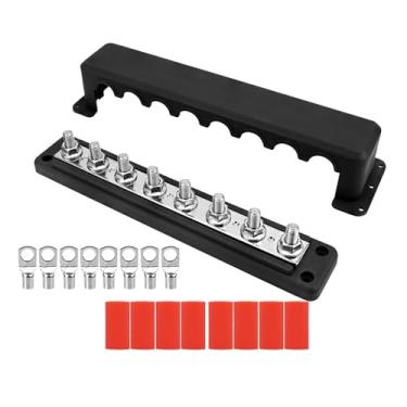 Imagem de Amagogo de distribuição de energia 12-48V Barramento de bateria 5,2x29cm Barramento 300A de terminais de para fiação solar automotiva, Preto