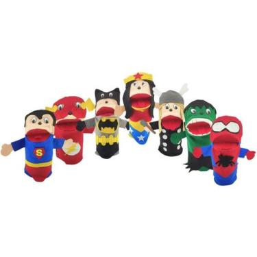 Imagem de Fantoches Super-heróis 25cm - 7 Personagens Em Tecido Feltro - Generic