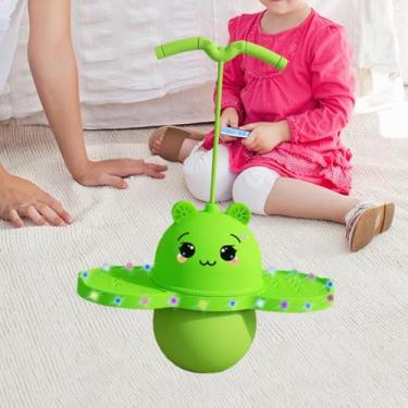 Imagem de Brinquedo Pula-Pula Infantil com Luzes LED, Pogo Ball com Alça e Design Divertido de Ursinho – Estimula Equilíbrio, Coordenação e Atividades ao Ar Livre – 80x42cm Verde