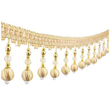 Imagem de Yalulu Pingente de contas de 4 jardas pendurado bola borla acabamento macramê para cortina toalha de mesa decoração de casa (ouro)