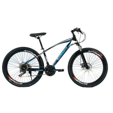Imagem de Bicicleta Aro 26 Bike 21 Vel Marchas Freio a Disco VorteX Quadro Aço Carbono Leve Resistente Cor Preto/Azul - WCT FITNESS