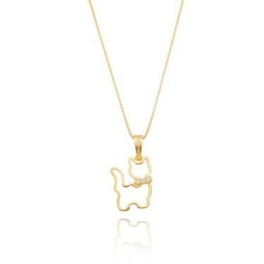 Imagem de Colar de Gato com Pedras de Zircônias Semi Joia Banhado Ouro 18k Prese