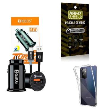 Imagem de Kit Carregador Veicular Turbo 18w com Capinha Samsung A72 + Película 3