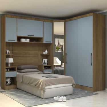 Imagem de Quarto Modulado Solteiro de Canto 6 Peças 6 Portas Paris Luciane, Avel