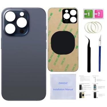 Imagem de Substituição de vidro traseiro 15 Pro Max para iPhone 15 Pro Max (titânio azul, 6,7 polegadas) com fita pré-instalada + instruções de instalação + ferramentas de reparo (titânio azul)