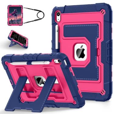 Imagem de WESOROL CASE Capa para iPad (A16) 11ª geração 11 polegadas (2025)/iPad 10ª geração 10,9 polegadas (2022) 10ª geração I Pad capa com alça de ombro, capa à prova de choque para 11.0/10.9, azul-marinho