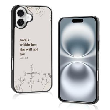 Imagem de Axulimin [God is Within Her She Will Not Fail Psalm] Bíblia cristã feminina preta capa de telefone para iPhone 16 Plus (6,7 polegadas)