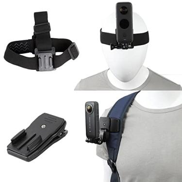 Imagem de PellKing Kit de suporte de alça de cabeça com clipe de mochila com rotação de 360 graus de montagem base para Insta360 X3/X2/X