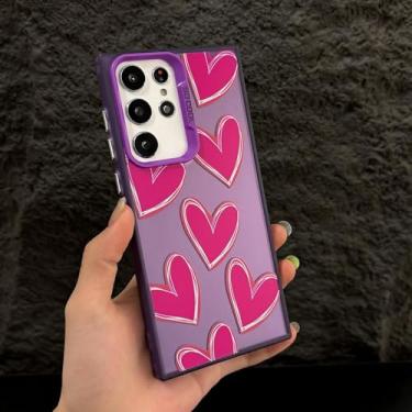 Imagem de MVVKKY para Samsung A56 Luxury Electroplate Love Heart Phone Case Cover (para Samsung A56/Purple MeiHongAX)