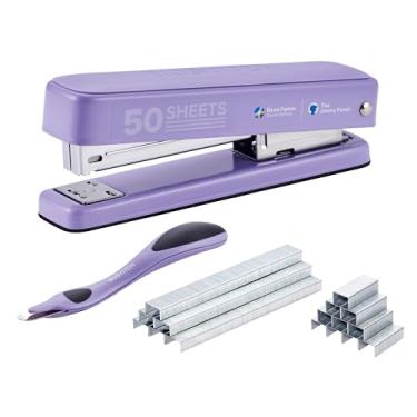 Imagem de Bostitch Grampeador de metal resistente Titan, capacidade para 50 folhas com 1250 grampos e removedor de grampos ergonômico, grampeador sem atolamento, grampeador de fita completa para mesa