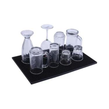 Imagem de Tapete Escorredor Para Louça Copo Silicone Cozinha Barman Preparo Drin