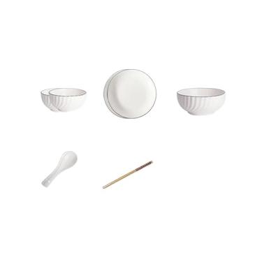 Imagem de Pratos de cerâmica nórdicos para uso doméstico, simples e requintados, cor sob o esmalte, resistente a altas temperaturas, tigela de comida para 2 pessoas com macarrão