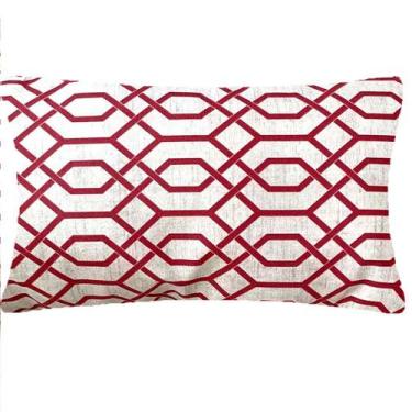 Imagem de Almofada Retangular Geométrico Vermelho Sued Premium 50x28cm - Sua Cas