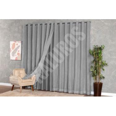 Imagem de Cortina Voil Gaze de Linho 3,00x2,20 Forro Blackout - Kaluros, Cinza