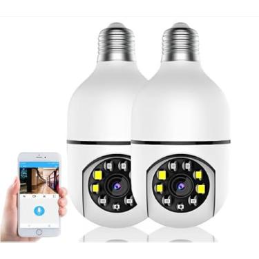 Imagem de Kit 2 Câmeras Lâmpadas de Segurança Ip Wifi 360 Giratória Visão Noturna Full Hd Com Sensor de Movimento e Infravermelho