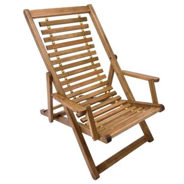 Imagem de Cadeira Espreguiçadeira de Madeira Rústica com Fios de Aço Madeiral