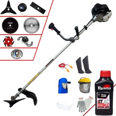 Imagem de Roçadeira Robusta Anmax CG430B À Gasolina 43cc 1,7HP de Potência Alta Rotação Com Carretel de Nylon + Kit 7 Opções de Cortes + EPI + ÓLEO TOYAMA