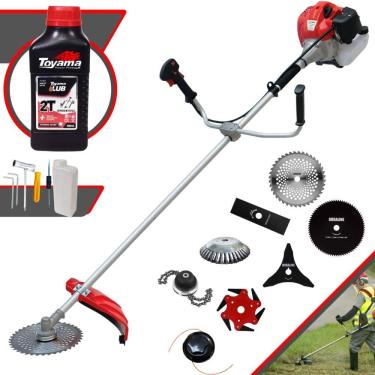 Imagem de Cortador de Grama Completa À Gasolina Anmax CG430P Motor 2 Tempos 43cc 2HP Alta Performance Com Carretel de Nylon + Kit 7 Lâminas + ÓLEO TOYAMA