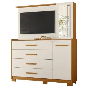 Imagem de Cômoda Para Quarto com Painel TV 43 Pol Azaleia A02 Off/Cinamomo - Mpozenato
