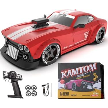 Imagem de captainrc RC Drift Car 1/32 Scale High-Speed 4WD Mini Electric Remote Control Car, 30 km/h with Gyro Stabilization and LED Lights, Suitable for Adults (KM3299-Red)