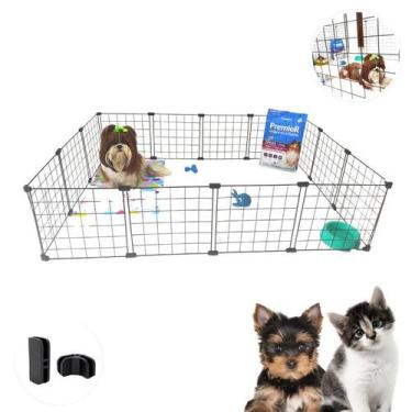 Imagem de Cercadinho Modular 14 Telas Pet 30x30cm Gaiola Cão Pequeno Coelho Gato
