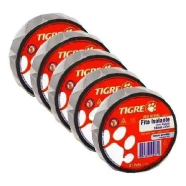 Imagem de Fita Isolante Kit 5 Uso Geral 18mm x 20M Tigre