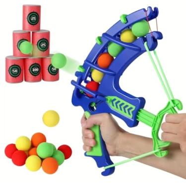 Imagem de Pistola de Brinquedo com Bolas de Espuma, Jogo de Tiro ao Alvo com Latas, Brinquedo Educativo para Crianças, Azul e Verde