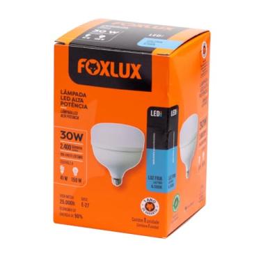 Imagem de Lâmpada LED Alta Potência Foxlux 30W 6500K Branca Fria 2400lm E27 Bivolt para Cozinhas, Garagens, Comércios e Áreas de Serviço
