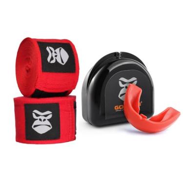 Imagem de Faixa de Mão para Boxe Gorilla – Bandagem Elástica com Atadura + Protetor Bucal para Lutas – Protetor de Dentes – Cor Vermelha