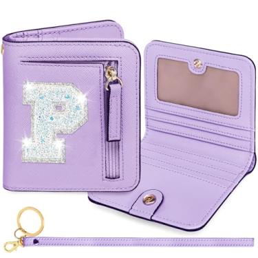 Imagem de YQE Carteira com inicial RFID para meninas pequenas, presentes na moda, aniversário, Natal, meia ideia de presente para adolescentes, filha, neta, sobrinha, 6, 7, 8, 9, 10, 11, 12, 13 anos, Roxa, P