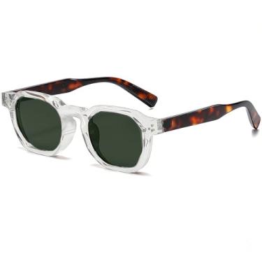 Imagem de AIEYEZO Óculos de sol retrô para mulheres, masculinos, quadrados, grossos, emoldurados, modernos, vintage, óculos de sol, Transparente/verde, MM