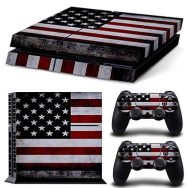 Imagem de Adesivo de vinil com bandeira americana para console PS4 e controles remotos