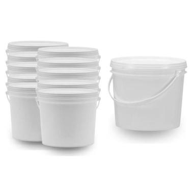 Imagem de Balde De Plástico Branco Com Tampa Branca 10 Pçs - Nastripack