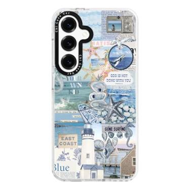 Imagem de ChiCaseVer Capa para Samsung Galaxy S24, Colagem de Inspiração Costeira com Sereia, Proteção contra quedas de nível militar, Vintage Coastal Soft Slim TPU protetora e proteção de câmera para meninas