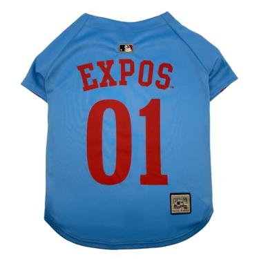 Imagem de Pets First Camiseta MLB Montreal Expos Washington Nationals para cães e gatos na cor do time. Material elástico confortável, tamanho GG