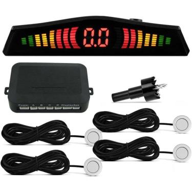 Imagem de Sensor Estacionamento Ré Com Display Preto Prata Branco
