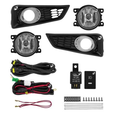 Imagem de Kit Farol de Milha Neblina Honda Novo City 2014 2015 2016 2017 + Moldura Aro Cromo