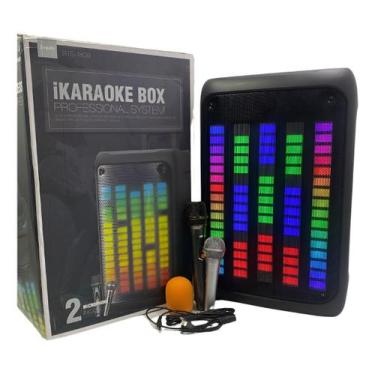 Imagem de Caixa De Som Karaokê 40w Rgb 02 Microfones Bts-1809 - Kapbom