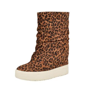 Imagem de GUESS Bota de cano curto feminina Guinna, Camurça leopardo marrom médio 212, 39