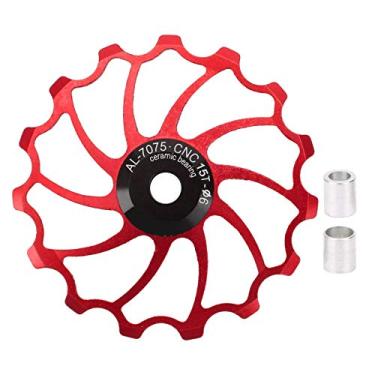 Imagem de Zaweliyo Guia de Desviador Traseiro de Bicicleta, Polia da Roda 15t, Rolamento Cerâmico para Bicicletas de Montanha Dobráveis, Acessórios Práticos para Bicicleta (Vermelho)