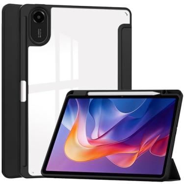 Imagem de Gylint Capa para Xiaomi Redmi Pad 2 27.9 cm 2025, capa híbrida fina [suporte de lápis embutido] capa à prova de choque com capa traseira transparente transparente para Xiaomi Redmi Pad 2 preta