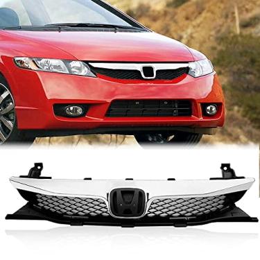 Imagem de PIT66 Front Bumper Upper Grill Grilles Compatible with Honda Civic Sedan 4 Door 2009-2011 Replaces 71121SNAA50