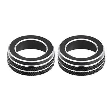 Imagem de A ABSOPRO Anéis de cobertura de botão de afinação Volume VOL para VW Tiguan Taos Jetta Passat Atlas Arteon Golf R Beetle liga de alumínio preta (pacote com 2)