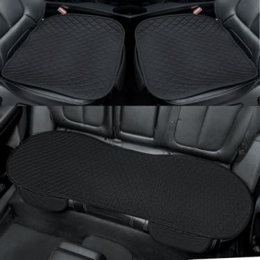 Imagem de Gloserin 3 peças de capas de assento de carro de linho com bolso de armazenamento, protetores de assento de banco com capas antiderrapantes e respiráveis, ajuste universal para SUVs, carros, caminhões