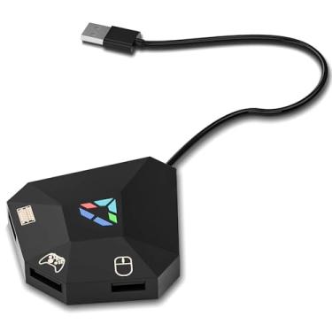 Imagem de AARONMEI Adaptador USB para teclado e mouse com indicador LED, conversor Plug and Play compatível com PlayStation 4/3 Xbox One/360 Switch Lite (preto)